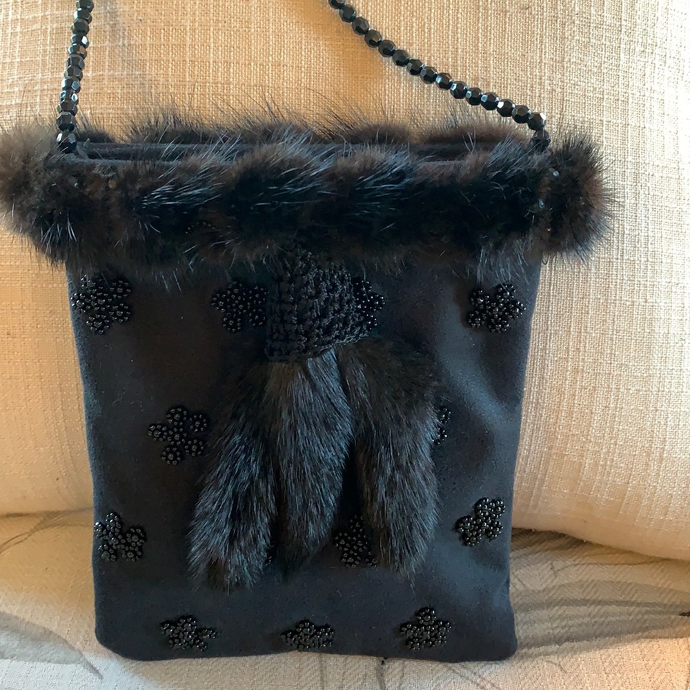 Evening bag - Vintage black, beaded bag